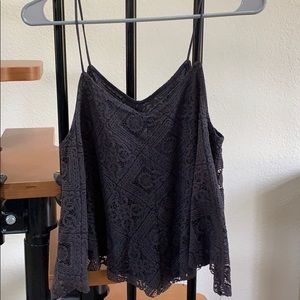 Dark grey lacy tank top